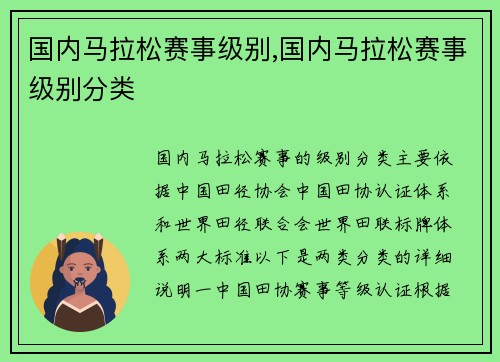 国内马拉松赛事级别,国内马拉松赛事级别分类